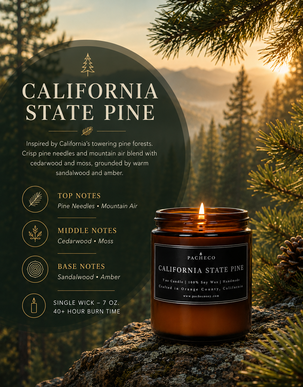 California State Pine - Medium Candle