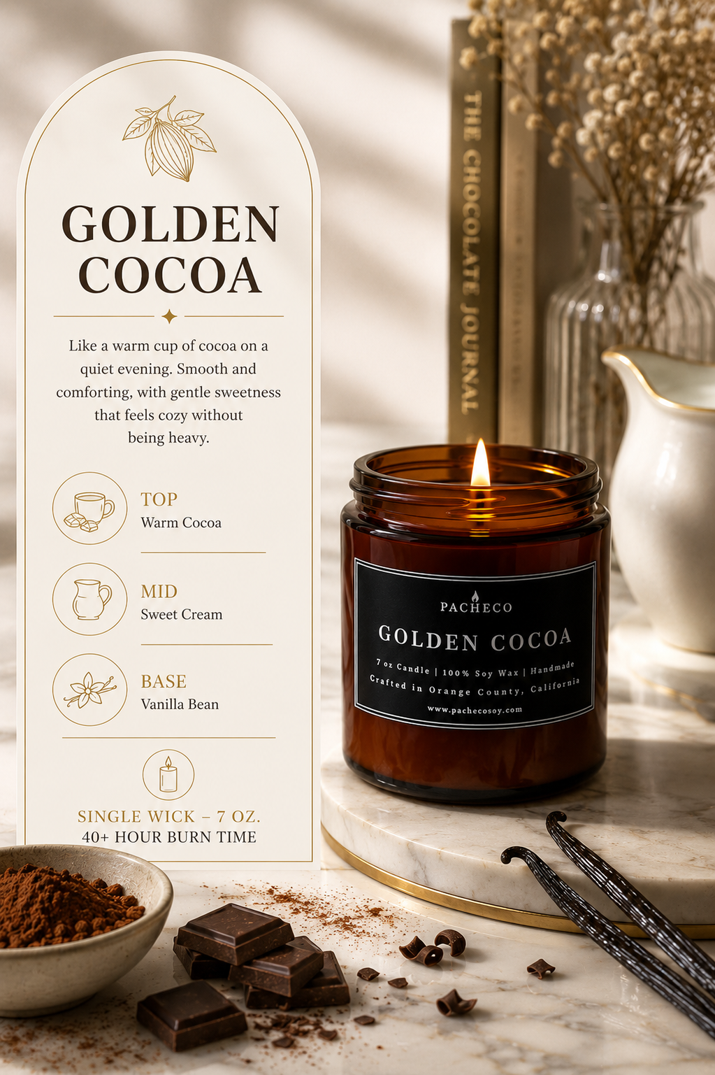Golden Cocoa - Medium Candle
