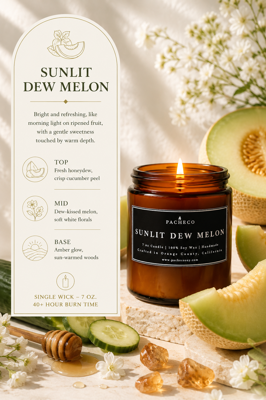 Sunlit Dew Melon - Medium Candle