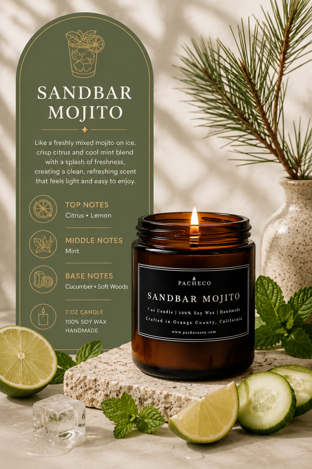 Sandbar Mojito - Medium Candle