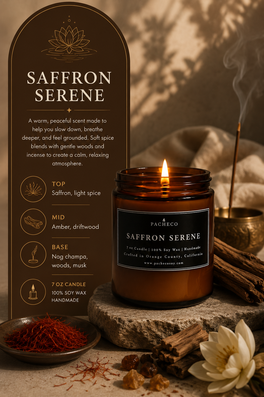 Saffron Serene - Medium Candle